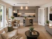 Einrichtung künstlich visualisiert - Exklusive 3 Zimmer Neubauwohnung mit Terrasse und Designküche in begehrter Blankeneser Lage - Erstbezug !