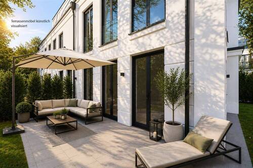 Terrassenmöbel künstlich visualisiert - 3 Zimmer Etagenwohnung in Hamburg