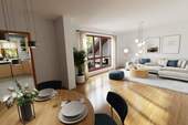 Visualisierung Wohn- Essbereich - Exklusive 3-Zimmer-Dachterrassenwohnung in ruhiger und schöner Lage von Augsburg-Lechhausen