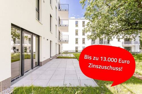 Außenansicht Richtung Terrasse - Wunderschöne 3-Zimmer-Erdgeschosswohnung vor den Toren Berlins!