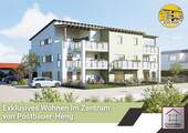Süd-West-Ansicht - L(i)ebenswertes Wohnen im Zentrum von Postbauer-Heng mit KfW40 QNG: 3,5-Zimmer-Wohnung mit Terrasse und Gartenanteil