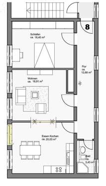 Gebäudeteil der Wohnung, Etage markiert - 