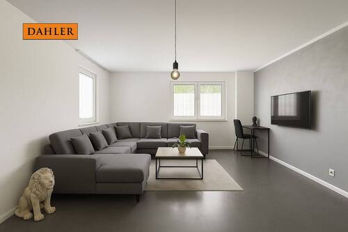 Wohnzimmer gestaged - 2 Zimmer Etagenwohnung zum Kaufen in Bobingen