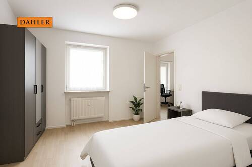 Schlafzimmer gestaged - Etagenwohnung mit 43,00 m&sup2; in Bobingen zum Kaufen