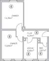 Grundriss 2-Zimmer-Wohnung im 1.OG - 
