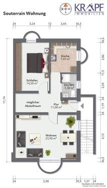 Souterrain Wohnung - 
