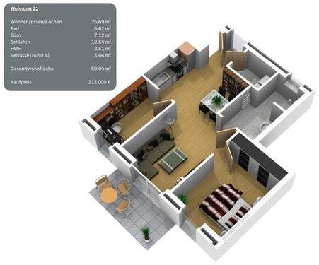 Wohnung 21 - Etagenwohnung mit 59,00 m&sup2; in Werlte zum Kaufen