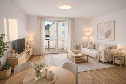 Wohnzimmer - 3-Zimmer-Wohnung mit Balkon, Küche und Keller 