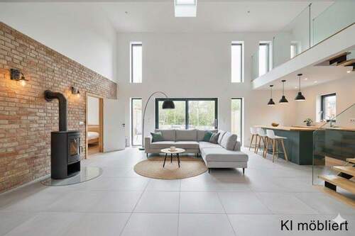 Wohnzimmer mit Küche - KI - Einfamilienhaus in Karlsruhe / Palmbach zum Kaufen