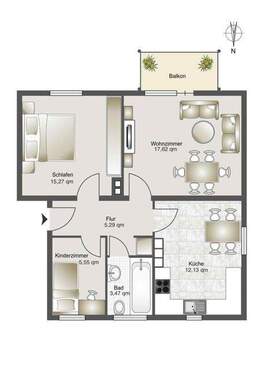 * 2,5 Zimmer-Wohnung - 