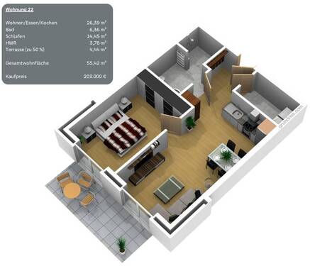 Wohnung 22 - Etagenwohnung mit 55,40 m² in Werlte zum Kaufen
