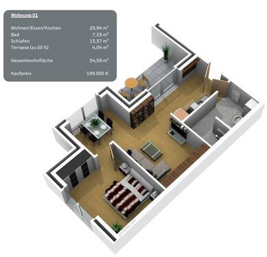 Wohnung 01 - Etagenwohnung mit 54,60 m² in Werlte zum Kaufen