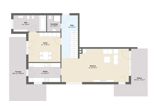 Fläche im Hochparterre - 