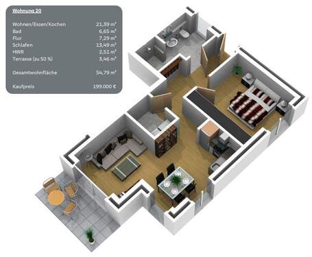 Wohnung 20 - Etagenwohnung mit 54,80 m&sup2; in Werlte zum Kaufen