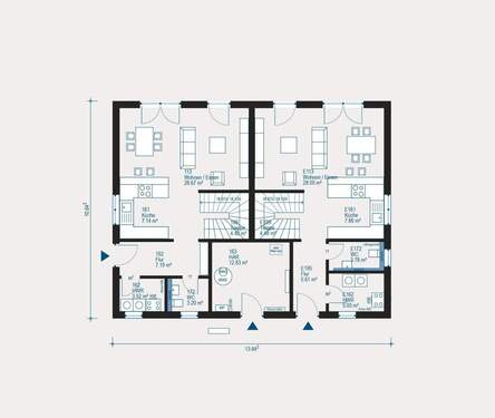 Erdgeschoss - Cleveres Doppelhaus-Konzept - 
