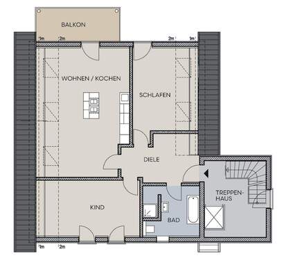 Dachgeschoßwohnung - 