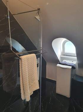 Badezimmer mit Dusche und Fenster - 