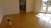 Wohnzimmer mit Parkett - Zugang zur Küche - - 3 Zimmer Etagenwohnung in Mühlheim am Main