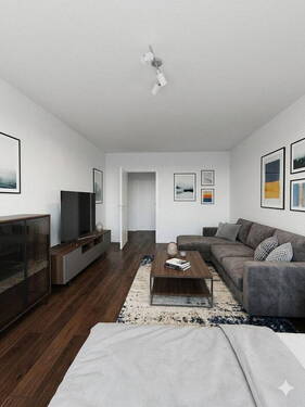 Wohnzimmer - KI - Großzügige, 80 m² + 12 m², 3+1 Zimmer, Etagenwohnung neben Main