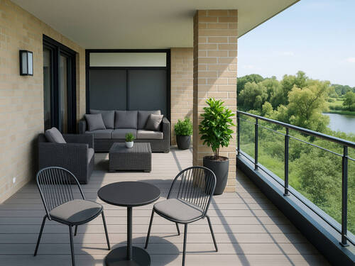 Dachterrasse mit Blick auf den Rhein - 