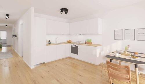 Die offene Wohnküche lädt zum gemeinsamen Kochen e - Terrassenwohnung mit 142,70 m² in Schönefeld zum Kaufen