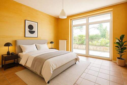 Visualisierung Schlafzimmer 2 mit Terrassenzugang - 
