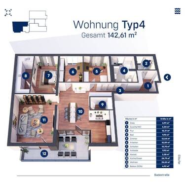 Wohnung Typ4, 1.-3.OG, WE 08, 13, 18 - 