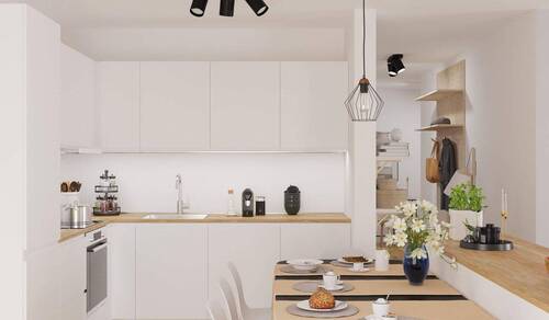 Die offene Wohnküche lädt zum gemeinsamen Kochen e - 4 Zimmer Terrassenwohnung in Schönefeld