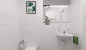 Modern gefliestes Badezimmer mit bodengleicher Dus - 