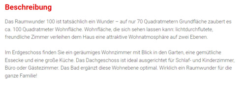Beschreibung Raumwunder 100 - 