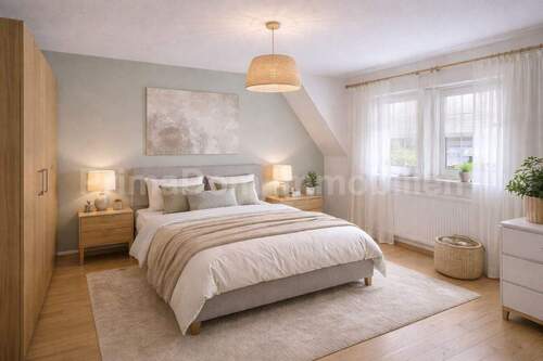 Schlafzimmer-unverbindliche Visualisierung, Möblie - Etagenwohnung mit 75,50 m&sup2; in Stein zum Kaufen