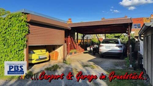 Carport für 2 PKWs mit Garage - 