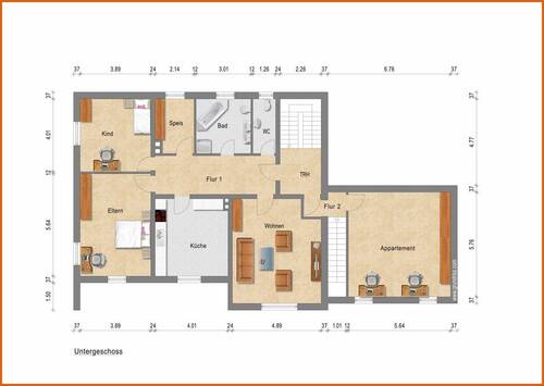 Untergeschoss (baugleich EG mit Garage) - 