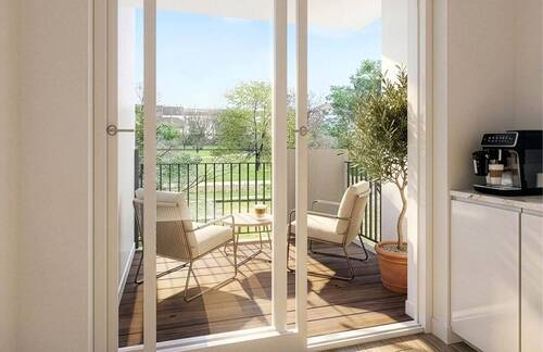 Blick auf Balkon - 3 Zimmer Etagenwohnung zum Kaufen in Leipzig