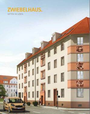 Vorderansicht Haus - Geräumige 4-Zimmer-Wohnung mit Balkon im Bornaer Zentrum