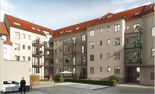 Hinteransicht Haus - 4 Zimmer Etagenwohnung zur Miete in Borna