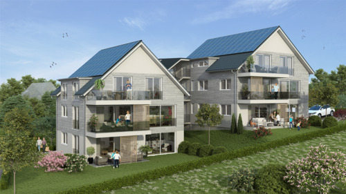 Visualisierung 1 - NEUBAU I 200m zum See I Natürlich aus Holz: Wohnung O1: Lichtdurchflutete, wohngesunde 5 Zimmerwohnung in Überlingen-Nussdorf
