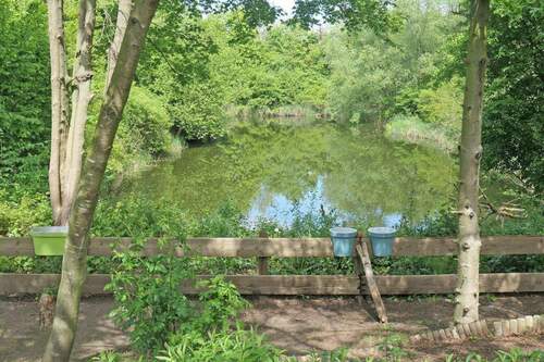 Großer Naturteich links am Grundstück - 