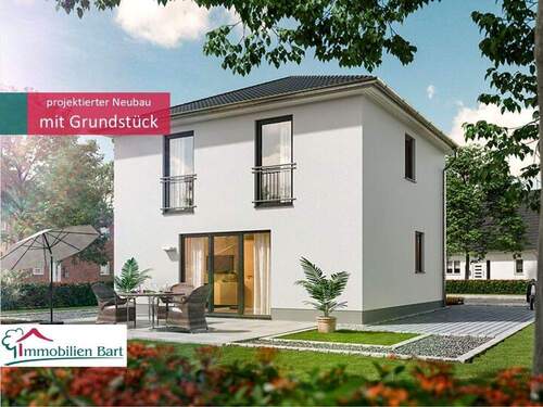 Rückansicht - MASSIVER NEUBAU MIT EBENEM GRUNDSTÜCK IN METTLACH