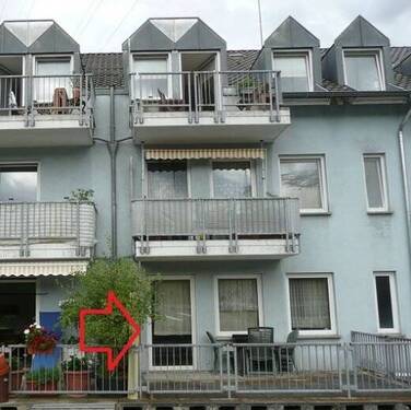 Rückseite Balkon-Terrasse, 1.OG, Süd / West - 2 Zimmer Etagenwohnung zur Miete in Saarbrücken