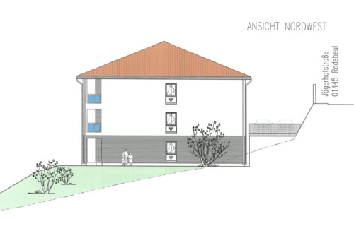 Ansicht Nordwest - 3 Zimmer Etagenwohnung in Radebeul