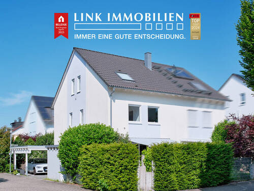 Titelbild - Familienidylle in L-E-Stetten: Moderne Doppelhaushälfte mit Garten in naturnaher Waldrandlage