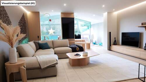 Wohnzimmer-Homestaging - 5 Zimmer Doppelhaushälfte zum Kaufen in Seeheim-Jugenheim