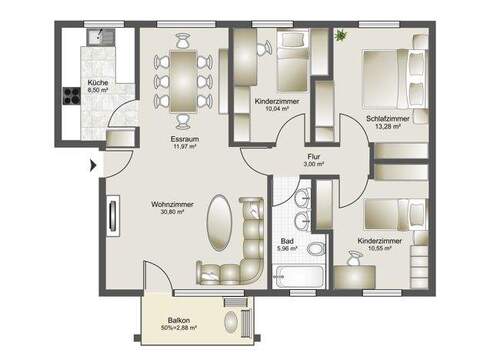 4-Zimmer-Wohnung mit Süd Ausrichtung - 