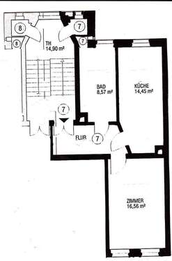 Wohnungsplan 3.OG links - 1 Zimmer Etagenwohnung zur Miete in Leipzig