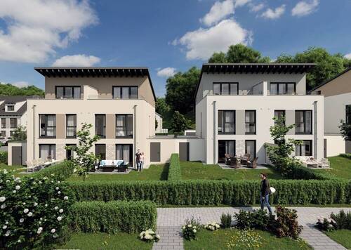 Außenansicht Gartenseite Pultdach - 5 Zimmer Doppelhaushälfte zum Kaufen in Marktheidenfeld