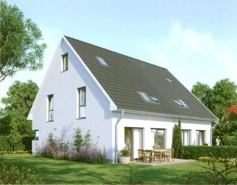 Ansicht - Schlüsselfertige Neubau-DHH mitten im Grünen! Wärmepumpe, FB-Hzg., Terrasse, 2 Außen-Stpl.,