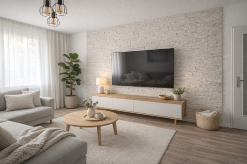 Wohnzimmer homestaged - Etagenwohnung mit 63,00 m&sup2; in Hilden zur Miete
