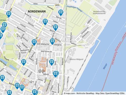 Geolyzer Kartenausschnitt - Mehrfamilienhaus, Wohnhaus mit 924,00 m&sup2; in Nordenham zum Kaufen