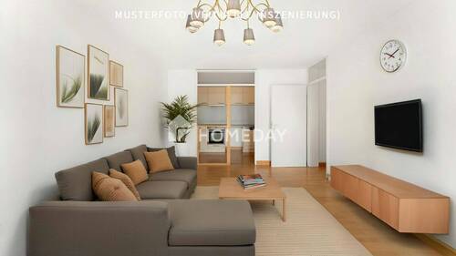 Wohnzimmer 2-Musterfoto (virtuelle Inszenierung)5 - 2 Zimmer Etagenwohnung in Unterhaching